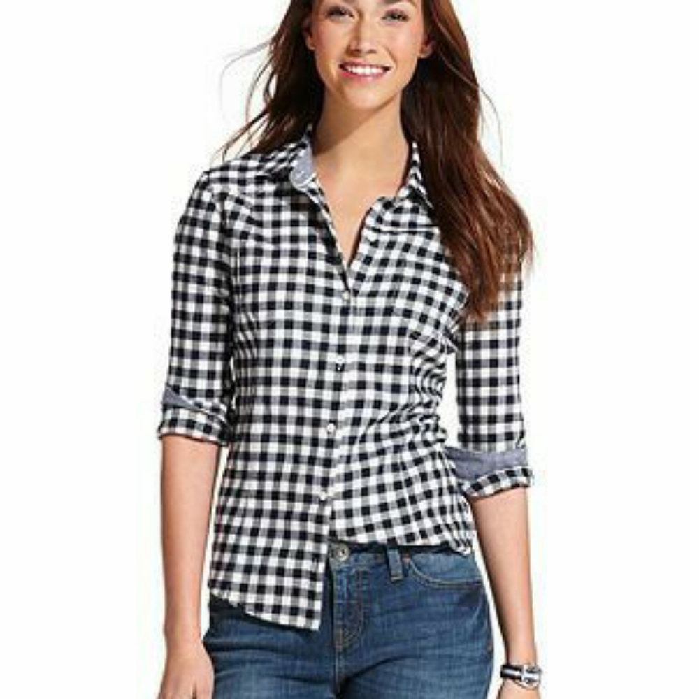 NWOT Tommy Hilfiger Gingham Blue Shirt